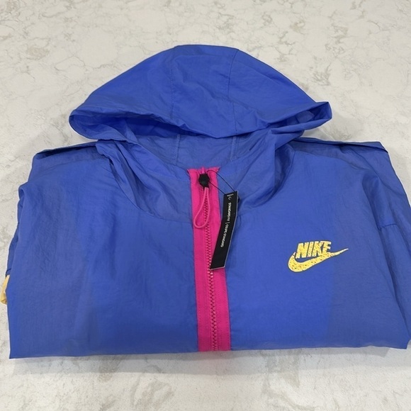 90’s Y2K Nike Full Zip Windbreaker Blue Yellow Pink Jacket Womens Size 2X - Picture 16 of 16